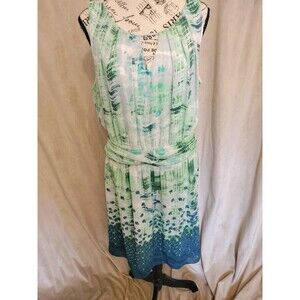 M. S. S. P. Women's Pale Gray Abstract Floral Sleeveless Blouson Dress. Size XL